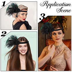 Alloy & Rhinestone & Feathers & Polyester Headbands&nbsp;OHAR-WH20011-14B