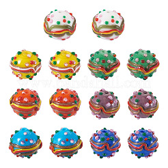 14Pcs 7 Colors Handmade Lampwork Bumpy Beads&nbsp;LAMP-TA0002-42