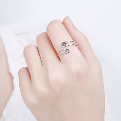 Pin Shaped 925 Sterling Silver Adjustable Cuff Rings for Women&nbsp;FS-WG4AD82-01
