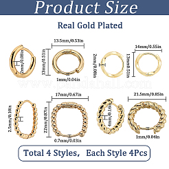 8 Pairs 4 Styles Brass Beaded Huggie Hoop Earrings for Women&nbsp;KK-SC0004-60