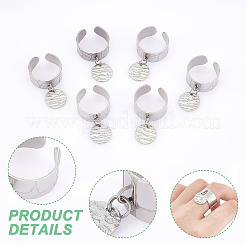 6Pcs 304 Stainless Steel Open Cuff Finger Rings&nbsp;RJEW-UN00009