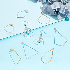 32Pcs 16 Style Teardrop & Fan & Kite & Rhombus & Triangle 304 Stainless Steel Wire Pendants&nbsp;STAS-UN0045-53