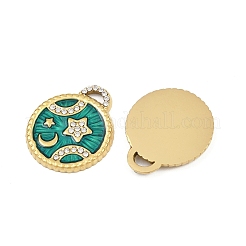 304 Stainless Steel Rhinestone Pendants&nbsp;STAS-P415-18G
