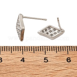 Rhombus Brass Micro Pave Clear Cubic Zirconia Stud Earrings for Women&nbsp;EJEW-G428-16P