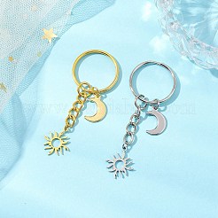 201 Stainless Steel Sun & 304 Stainless Steel Moon Keychain&nbsp;KEYC-JKC00974