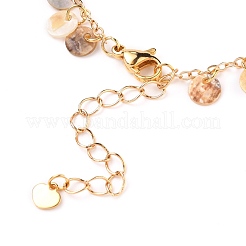 Natural Akoya Shell Flat Round Charm Bracelets&nbsp;BJEW-JB05728