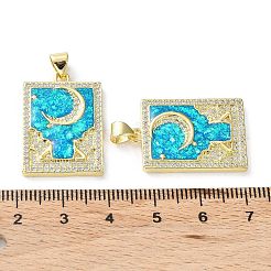 Rack Plating Brass Micro Pave Cubic Zirconia Moon Pendants&nbsp;KK-C041-11G