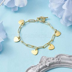 Golden 304 Stainless Steel Charm Bracelets with Brass Paperclip Chains&nbsp;BJEW-JB10031-04