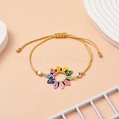 Glass Seed Sunflower Braided Bead Bracelet&nbsp;BJEW-MZ00023