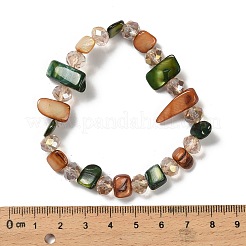 Bohemia Style Shell & Glass Beads Stretch Bracelets for Women&nbsp;BJEW-S178-01B