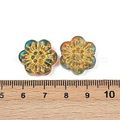 Baking Paint and Golden Metal Enlaced Glass Beads&nbsp;DGLA-T004-09J