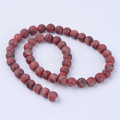 Natural Sesame Jasper/Kiwi Jasper Beads Strands&nbsp;G-Q462-8mm-04