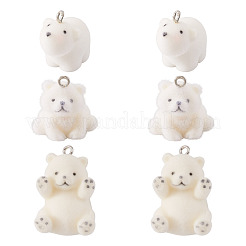 6Pcs 3 Styles Flocky Opaque Resin Pendants&nbsp;RESI-TA0005-34