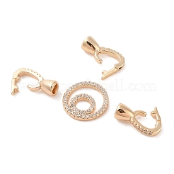 Brass Micro Pave Clear Cubic Zirconia Fold Over Clasps&nbsp;KK-S388-31G