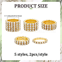 10Pcs 5 Styles Adjustable Alloy Rhinestone Finger Rings for Women&nbsp;RJEW-ME0001-02G