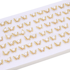 Brass Rhinestone Butterfly & Natural Pearl Stud Earrings&nbsp;PEAR-N020-06G