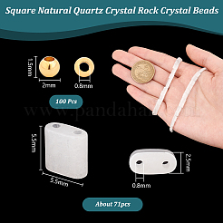 1 Strand Square Natural Quartz Crystal Rock Crystal Beads Strands&nbsp;G-NB0005-55