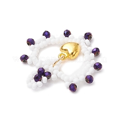 Glass Seed Beaded Heart Pendants&nbsp;PALLOY-MZ00588