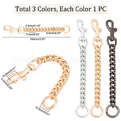 3Pcs 3 Colors Iron Bag Curb Chains&nbsp;DIY-WR0001-94