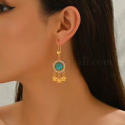 Bohemian Vintage Alloy Synthetic Turquoise Hoop Earrings&nbsp;CX1929