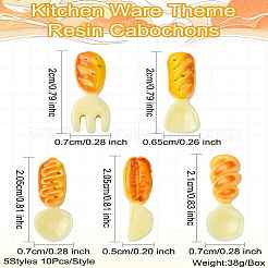 50Pcs 5 Styles Kitchen Ware Theme Resin Cabochons&nbsp;RESI-CJ0004-23
