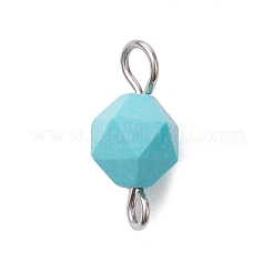 Faceted Natural Mixed Gemstone Star Cut Round Connector Charms&nbsp;PALLOY-JF02722-02