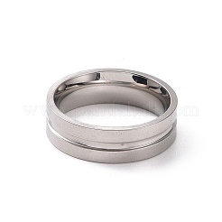 Non-Tarnish 201 Stainless Steel Grooved Line Finger Ring for Women&nbsp;RJEW-I089-30P