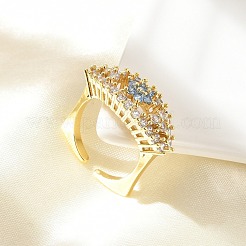 Brass Micro Pave Cubic Zirconia Cuff Rings for Women&nbsp;RJEW-S401-02G