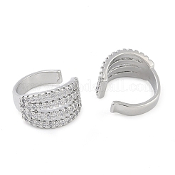 Brass Micro Pave Clear Cubic Zirconia Cuff Earring for Women&nbsp;EJEW-S225-20P-01