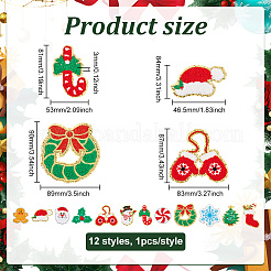 12Pcs 12 Style Christmas Theme Towel Embroidery Cloth Iron on/Sew on Patches&nbsp;PATC-FG0001-47