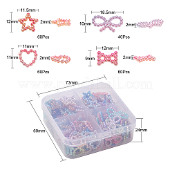 220Pcs 4 Styles Rainbow ABS Plastic Imitation Pearl Linking Rings&nbsp;OACR-YW0001-18