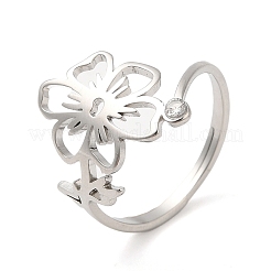 304 Stainless Steel with  Cubic Zirconia Adjustable Rings&nbsp;RJEW-K245-48K-P