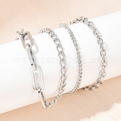 304 Stainless Steel Paperclip Chain Twisted Chain Cable Chain Necklaces for Women Men&nbsp;NJEW-A053-01P