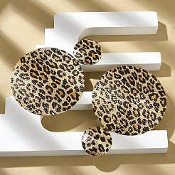 Leopard Print Alloy Dangle Stud Earrings&nbsp;EJEW-K304-01C-G