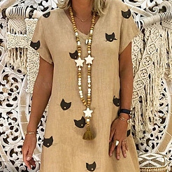 Bohemian White Resin Imitation Turquoise & Wood Beaded Mala Necklaces with Jute Cord Tassel&nbsp;FS-WG73E7D-01