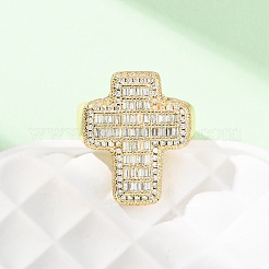 Adjustable Brass Micro Pave Cubic Zirconia Cuff Rings for Women&nbsp;RJEW-B139-03G