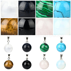16Pcs 8 Style Natural & Synthetic Gemstone Pendants&nbsp;G-NB0003-04