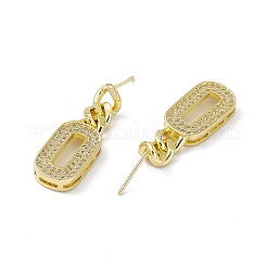 Clear Cubic Zirconia Oval Dangle Stud Earrings&nbsp;EJEW-I277-14G