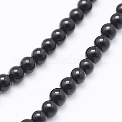 Natural Black Onyx Beads Strands&nbsp;G-E469-08-3mm