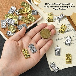 15Pcs 5 Styles Tibetan Style Alloy Pendants&nbsp;TIBEP-YW0001-76AG