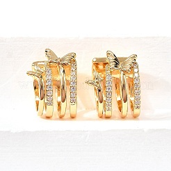 Brass Micro Pave Clear Cubic Zirconia Cuff Earrings&nbsp;EJEW-F370-34G