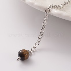 Platinum Tone Brass Tiger Eye Cone Hexagonal Pointed Dowsing Pendulums&nbsp;MAK-M015-01D