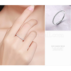 Anti-Tarnish Rhodium Plated 925 Sterling Silver Finger Rings&nbsp;RJEW-FF0008-008P-16mm