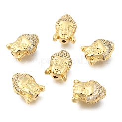 CZ Brass Micro Pave Grade AAA Cubic Zirconia 3D Buddha Head Beads&nbsp;ZIRC-L012-03G-NR