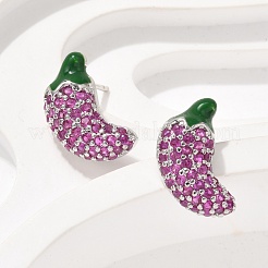 Brass Micro Pave Cubic Zirconia Stud Earrings&nbsp;EJEW-Q015-13P-02