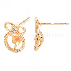 Brass Micro Pave Clear Cubic Zirconia Earring Findings&nbsp;X-KK-T062-218G-NF