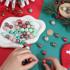 Christmas Theme 100Pcs 5 Colors Opaque Acrylic Beads&nbsp;MACR-SP0001-01B-04