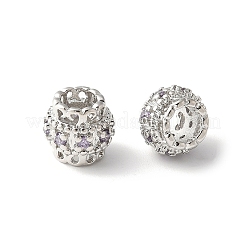 Brass Micro Pave Cubic Zirconia European Beads&nbsp;KK-U067-07P