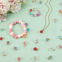 60Pcs 6 Colors Two Tone Transparent Spray Painted Glass Pendants&nbsp;GLAA-HY0001-47