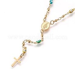 304 Stainless Steel Rosary Bead Necklaces&nbsp;LS-NJEW-E133-01G